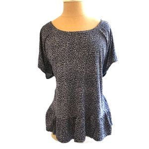 Soma soft pajama top ruffle navy white size M